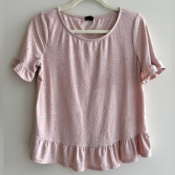 W5 Tops - W5 Women's Blush Pink Eyelet Ruffle Short Sleeve Blouse, Size Small